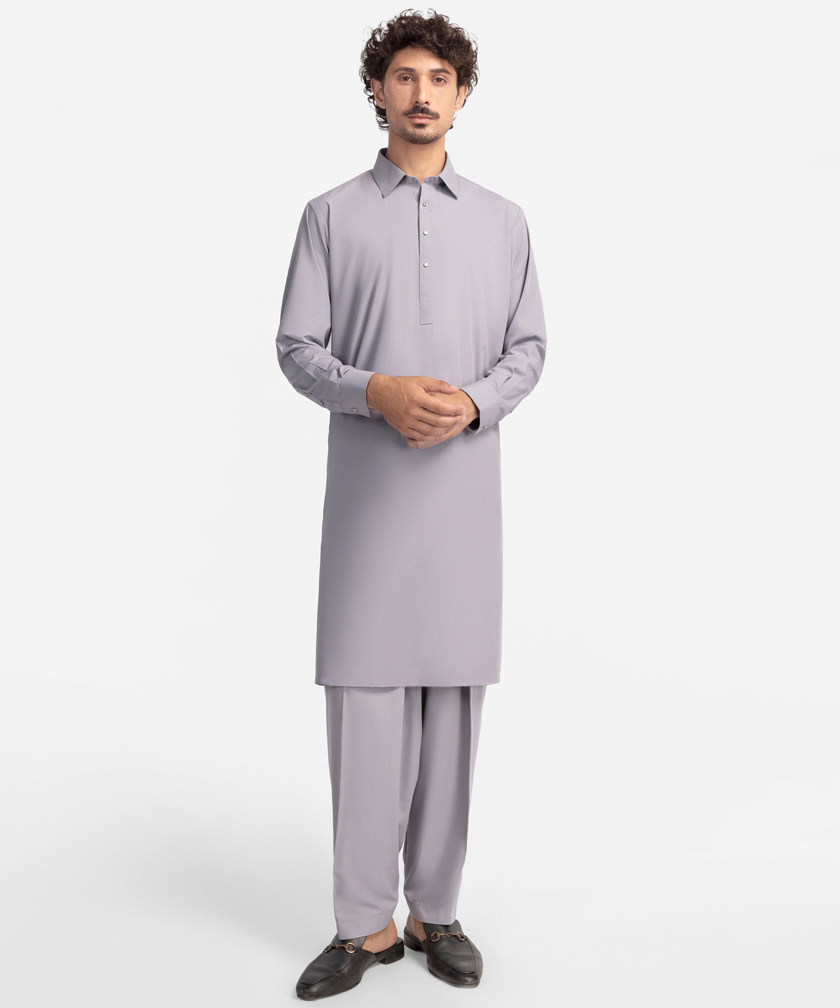 Grey Cotton Semi-Formal Kameez Shalwar