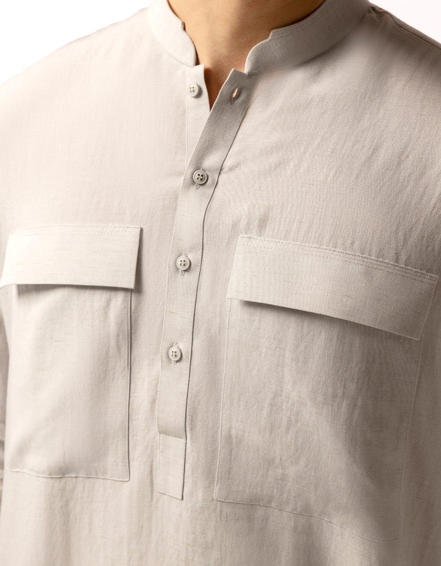 SMOKE GREY CASUAL SHORT KURTA TROUSERS
