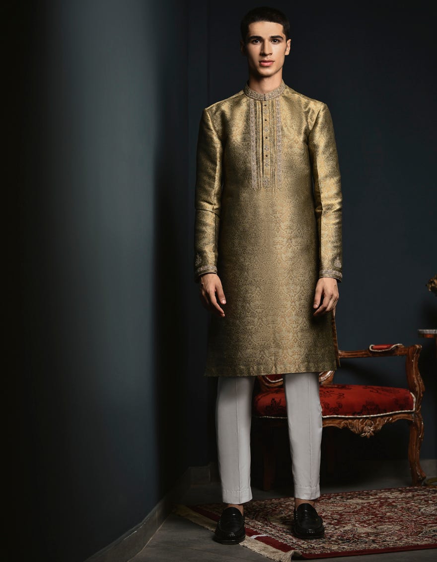 MEHNDI GREEN BLENDED SPECIAL KURTA | JTK-SP-48003
