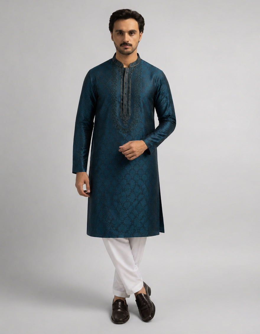 TEAL BLUE BLENDED SPECIAL KURTA