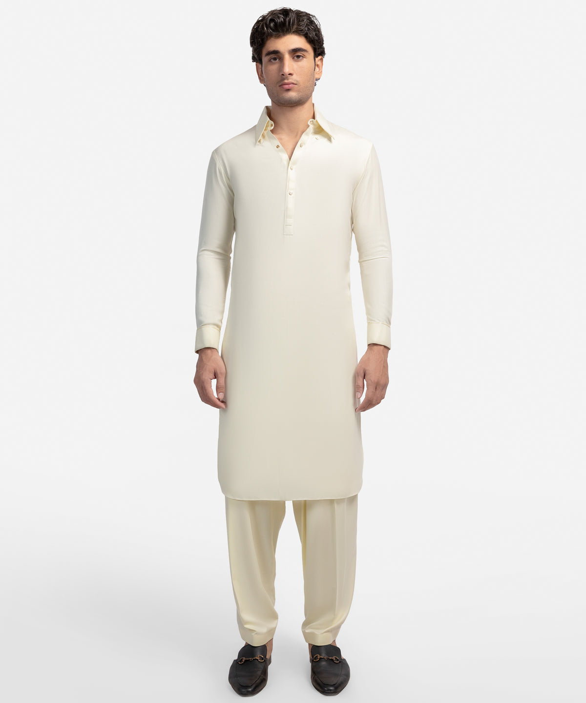 Cream Formal Kameez Shalwar