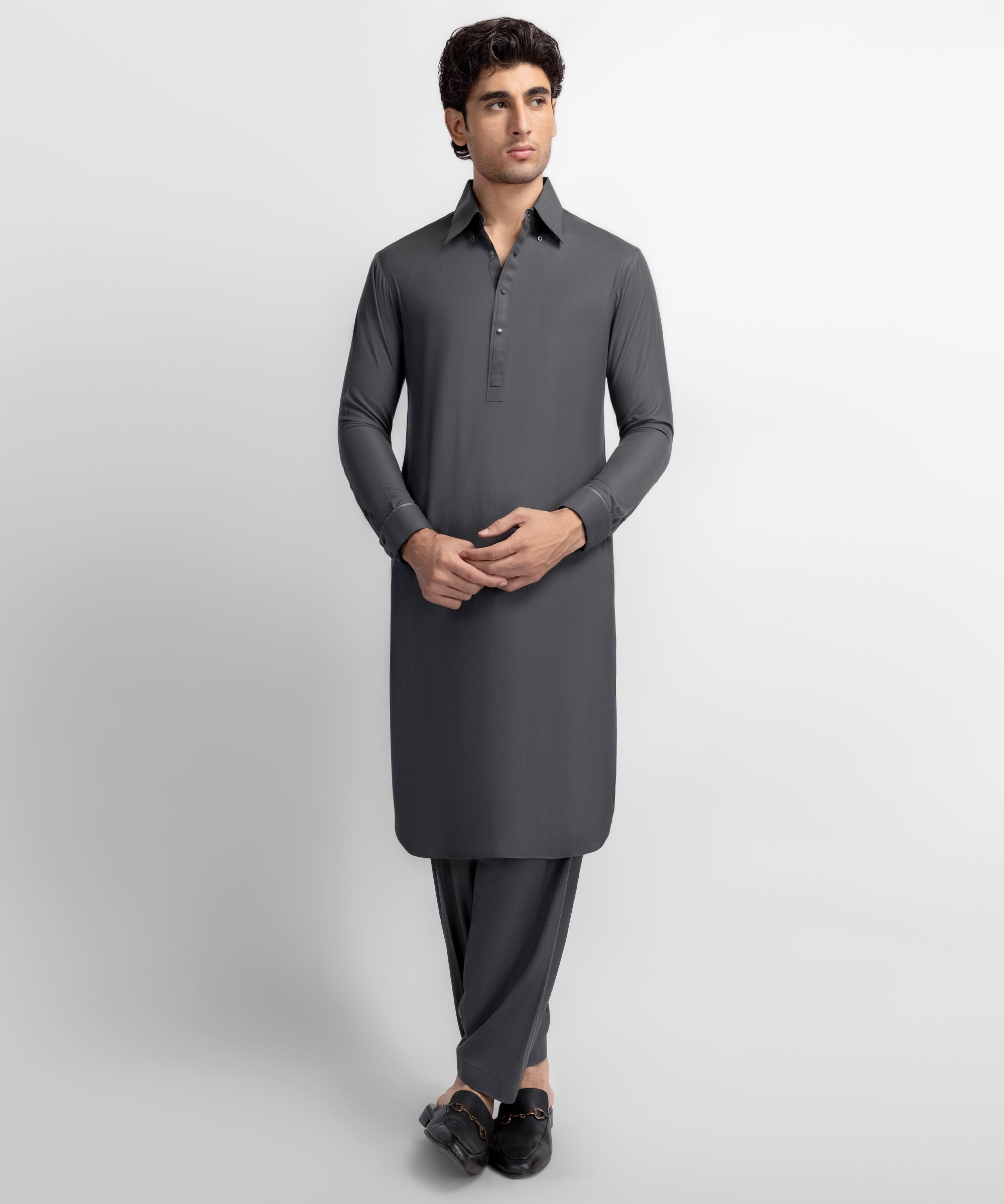 Grey Formal Kameez Shalwar
