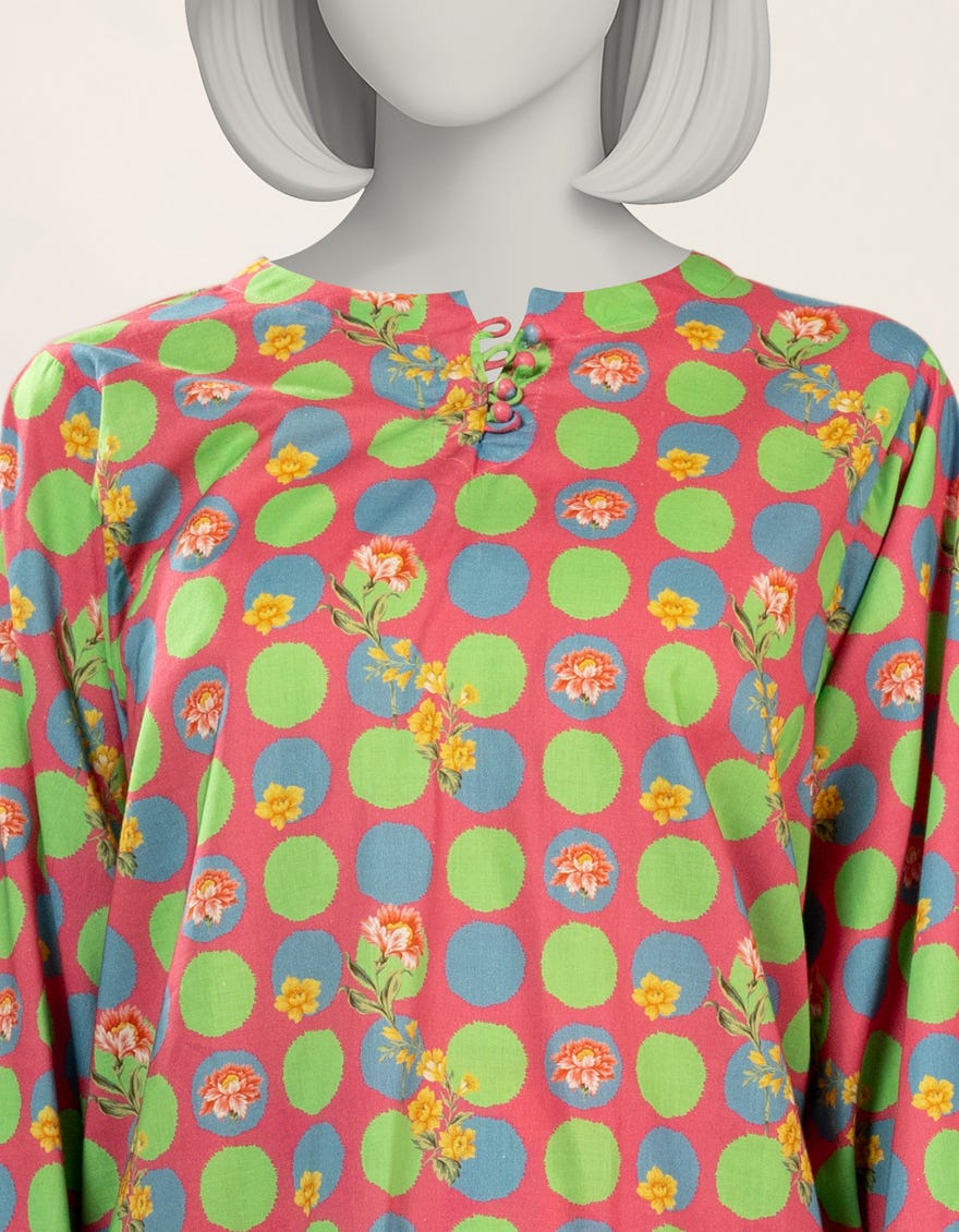 PINK DIGITAL PRINTED LAWN 2PC STITCHED