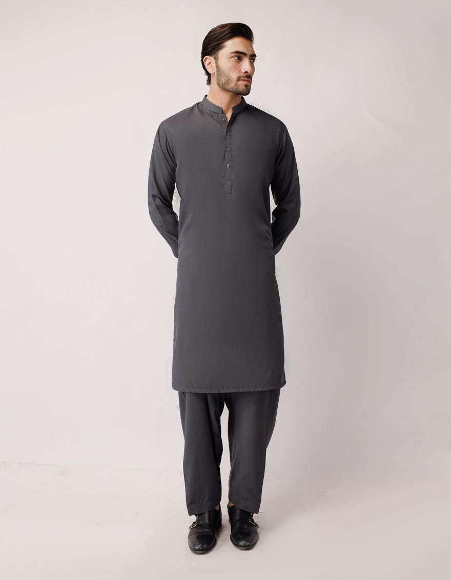 GREY PLAIN KAMEEZ SHALWAR