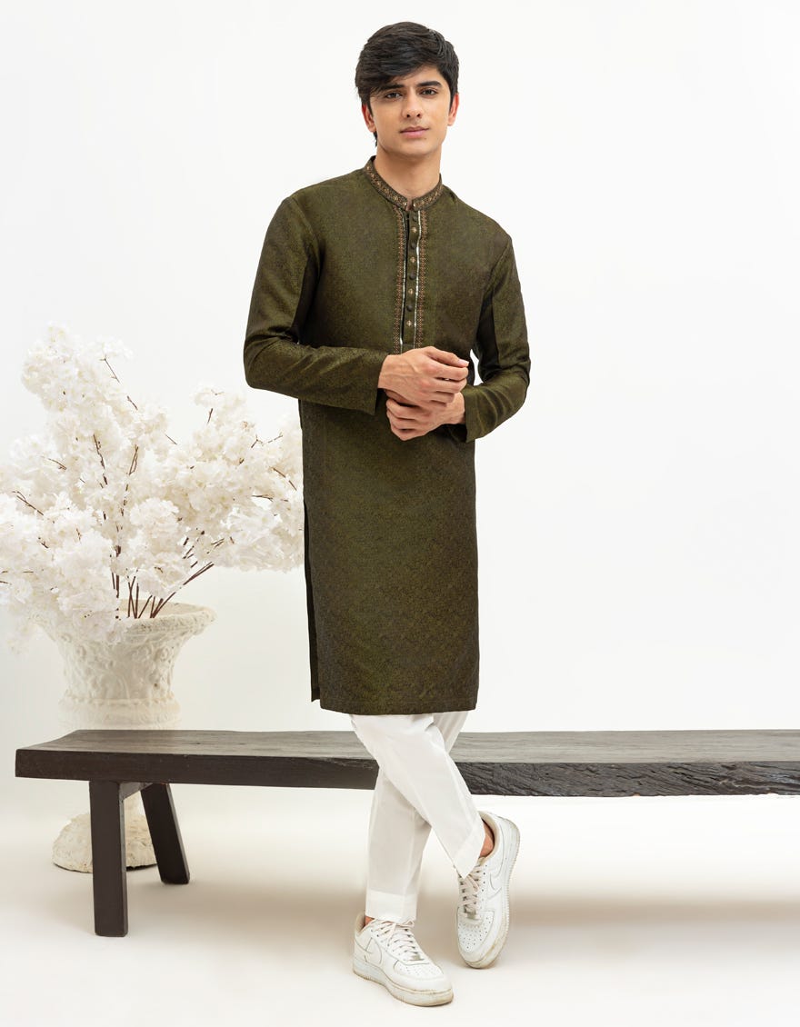 MIDNIGHT GREEN FORMAL KURTA