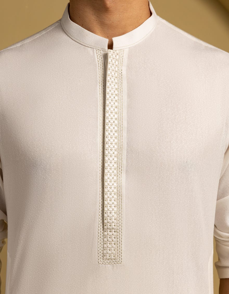 OFF WHITE BLENDED FORMAL KAMEEZ SHALWAR