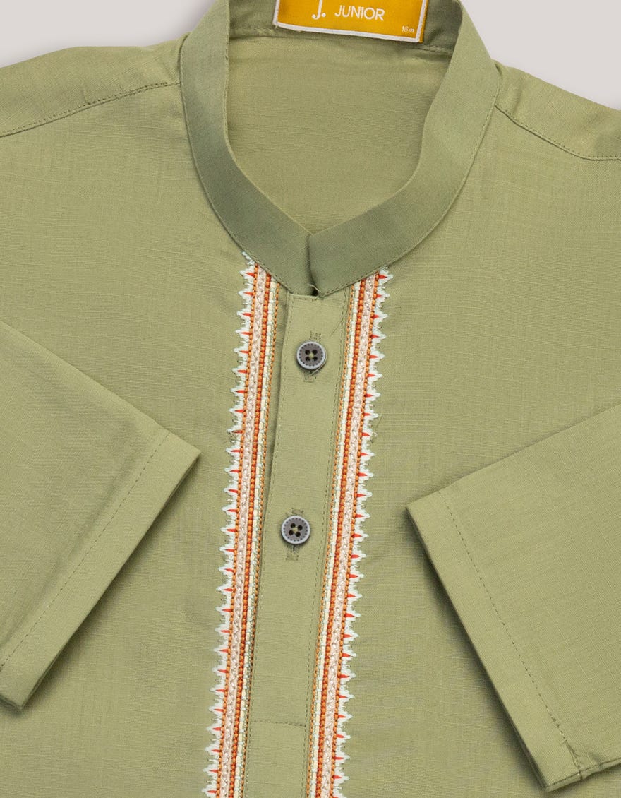 DULL GREEN COTTON KAMEEZ SHALWAR