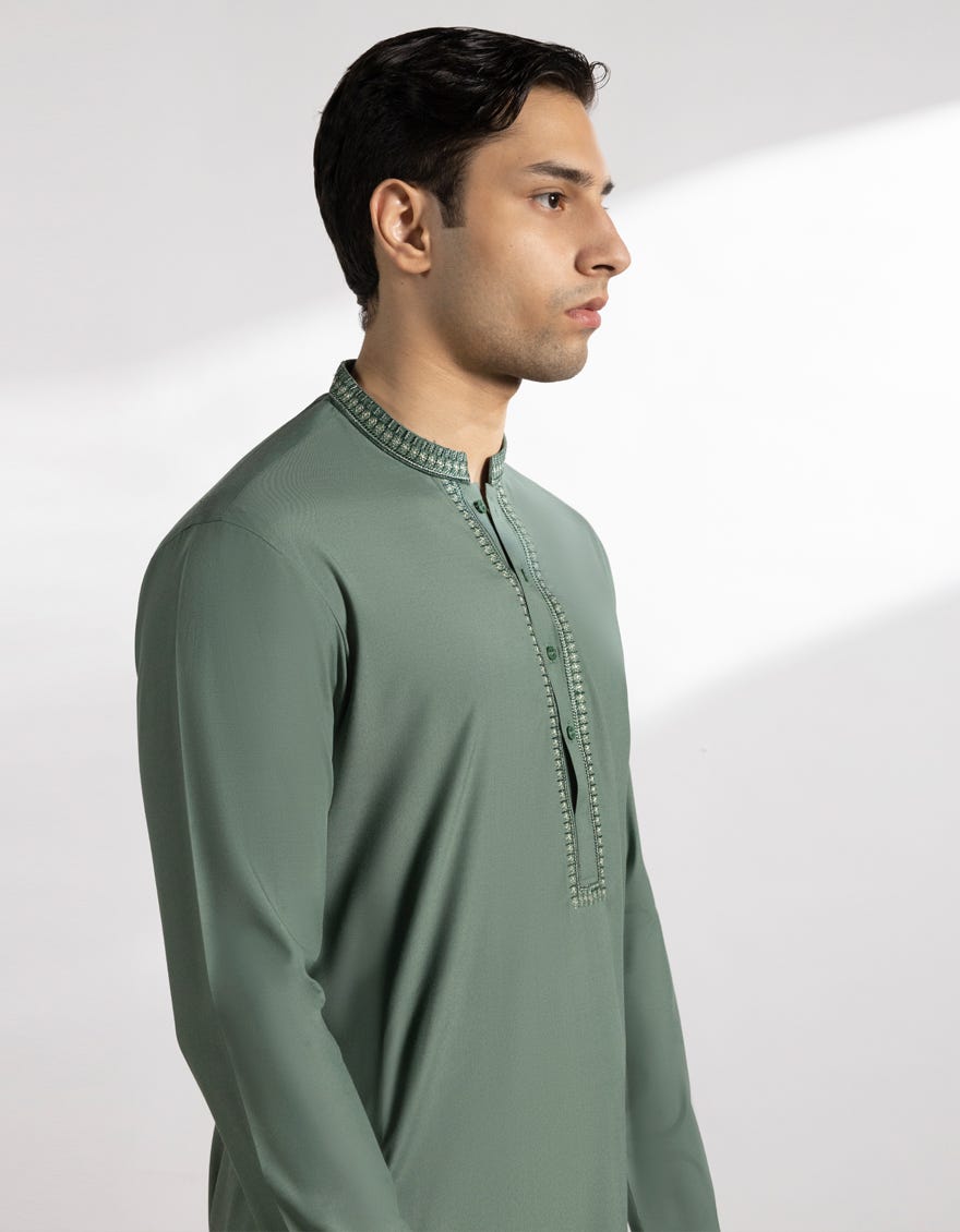 PALE GREEN BLENDED KAMEEZ SHALWAR