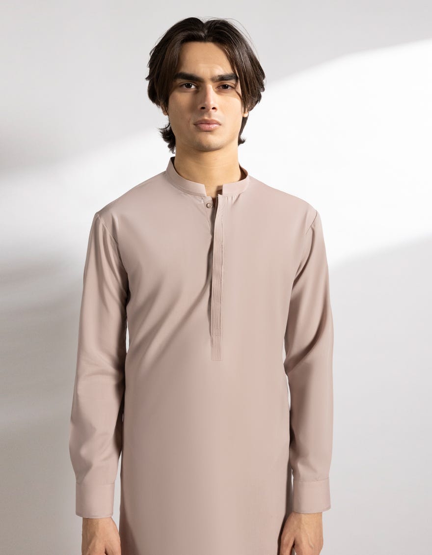 TEA PINK BLENDED KURTA TROUSERS