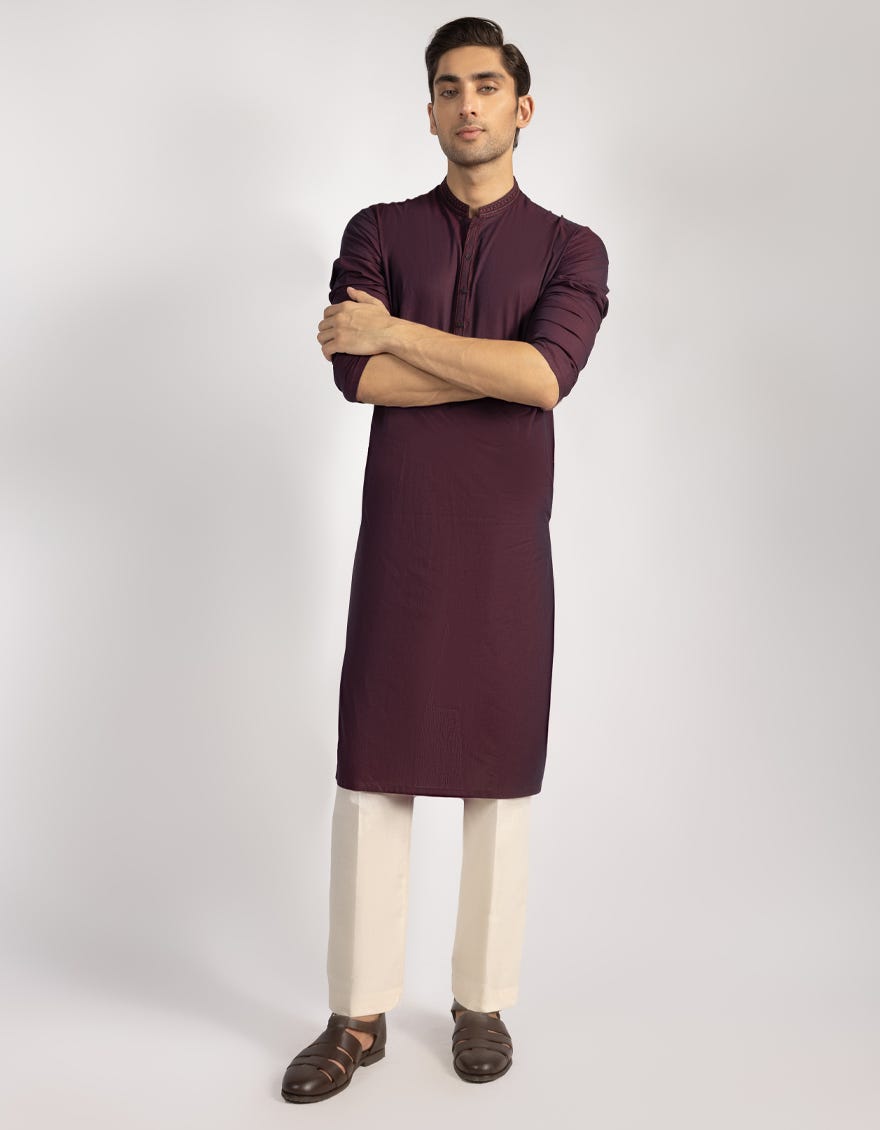 MAROON COTTON FORMAL KURTA