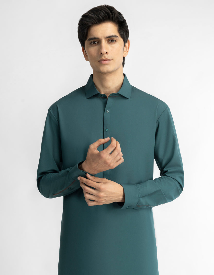 GREEN PLAIN KAMEEZ SHALWAR