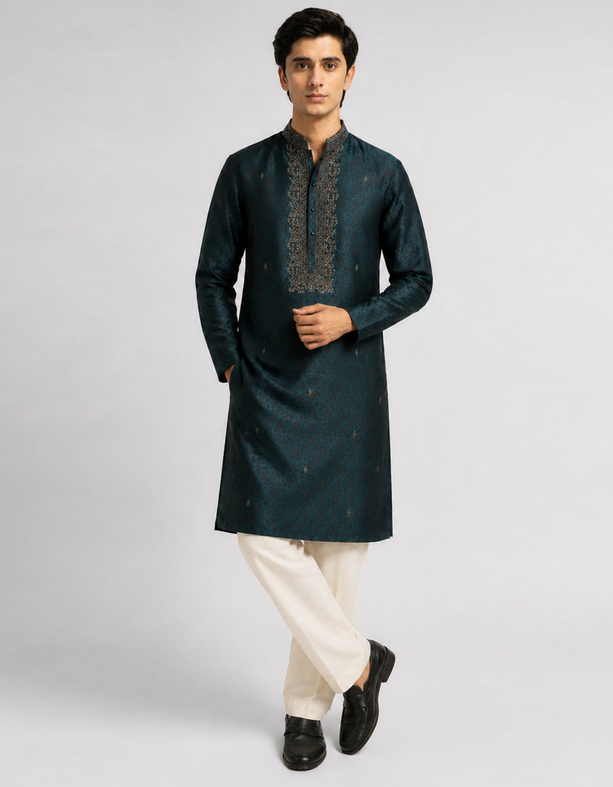 BOTTLE GREEN FORMAL KURTA