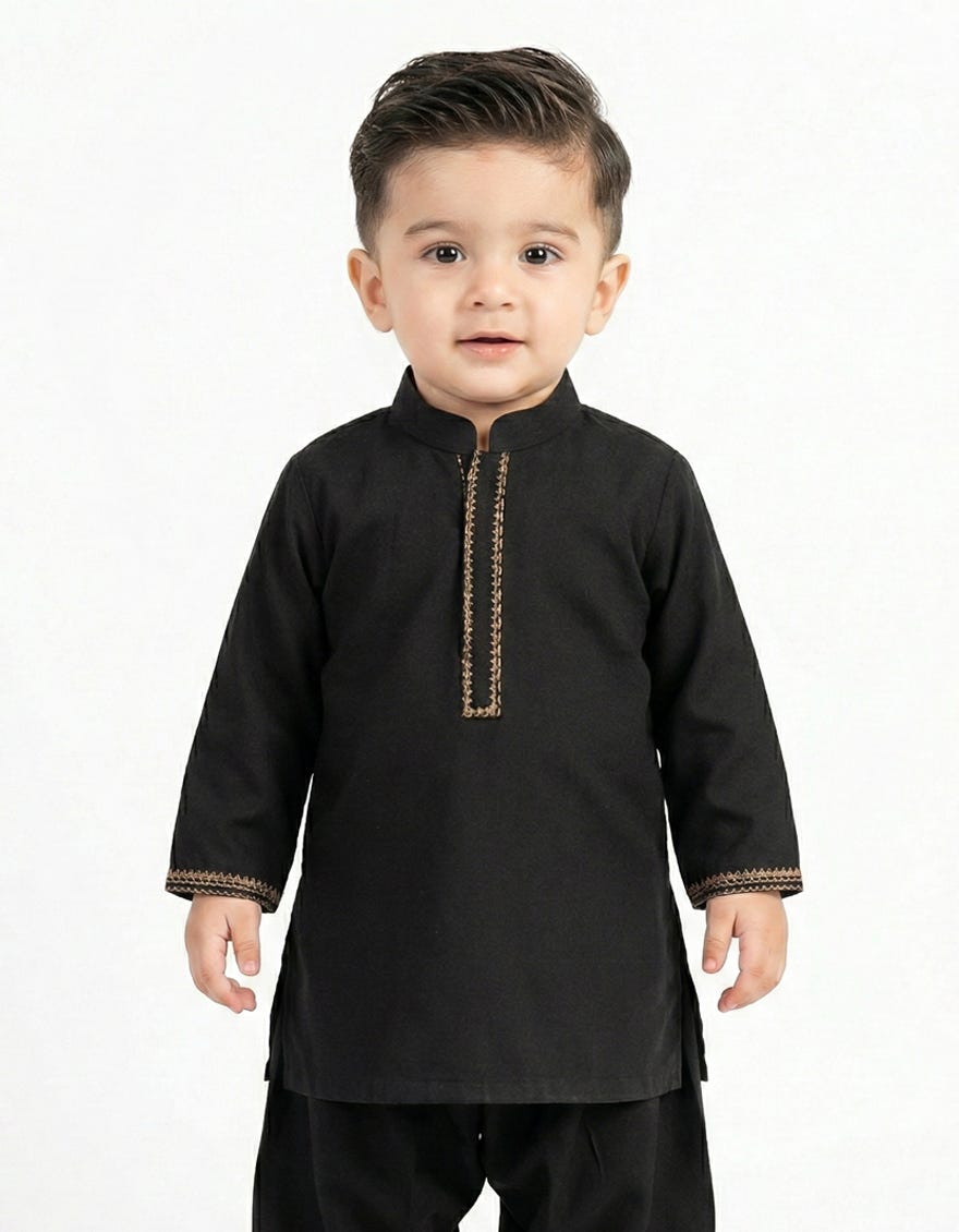 BLACK SEMI-FORMAL KAMEEZ SHALWAR