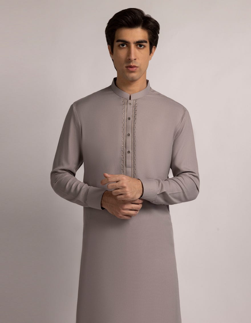 GREY SEMI FORMAL KAMEEZ SHALWAR