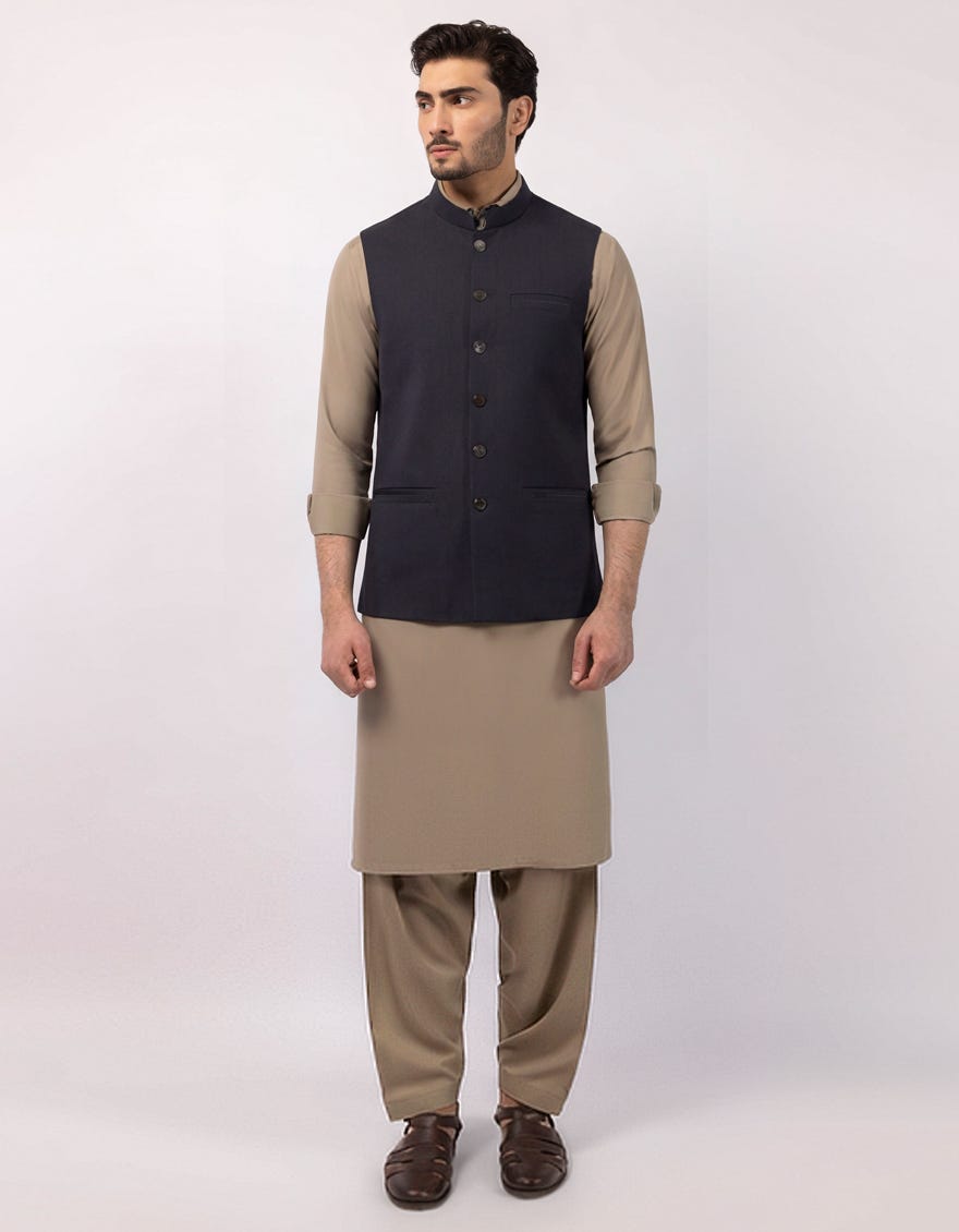 NAVY BLUE SUITING WAISTCOAT