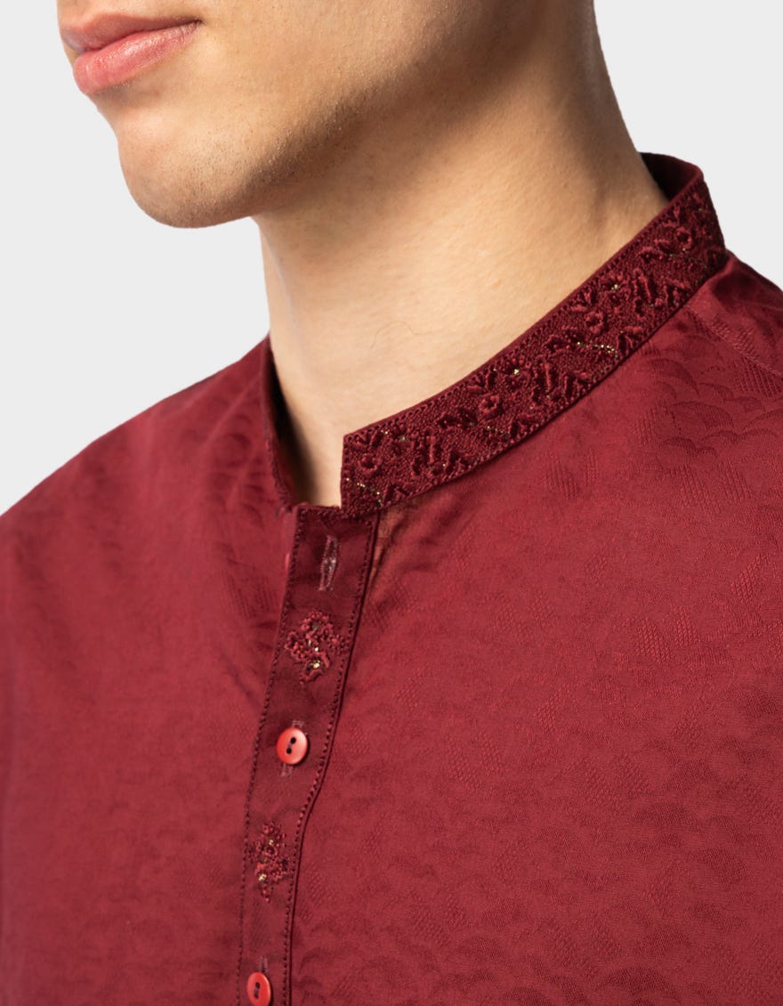 MAROON COTTON SEMI-FORMAL KURTA