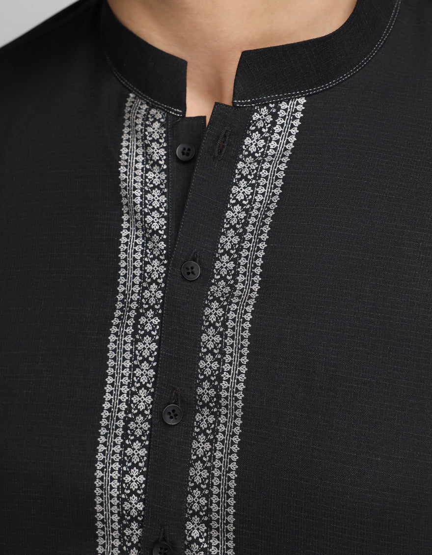 BLACK SEMI-FORMAL KURTA TROUSERS