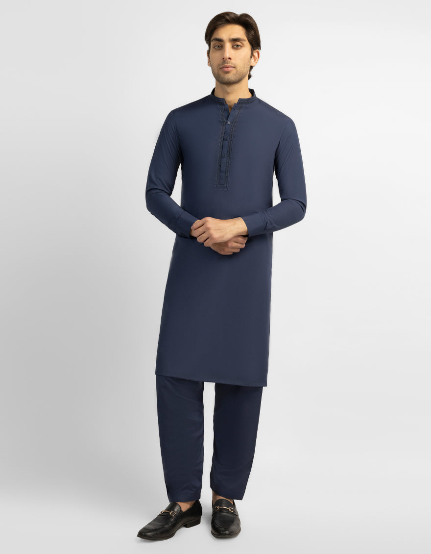 BLUE SEMI-FORMAL KAMEEZ SHALWAR