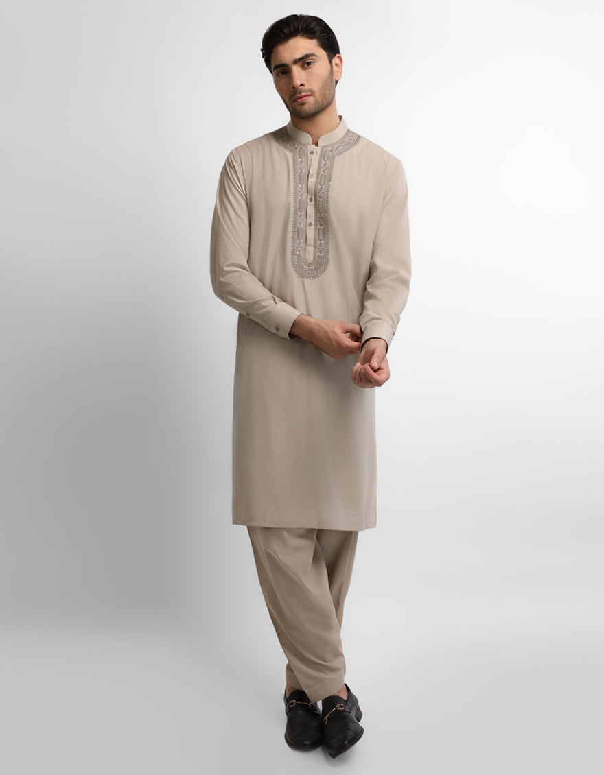 Fawn Formal Kameez Shalwar