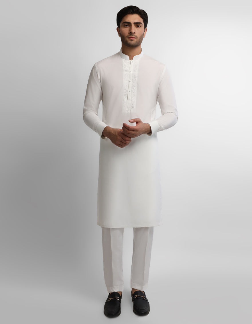 White Formal Kurta Trousers
