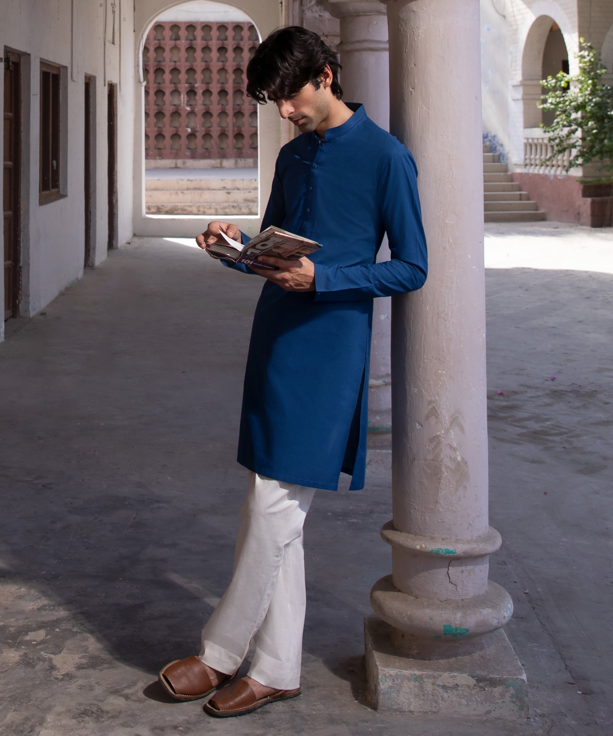 BLUE COTTON CASUAL KURTA