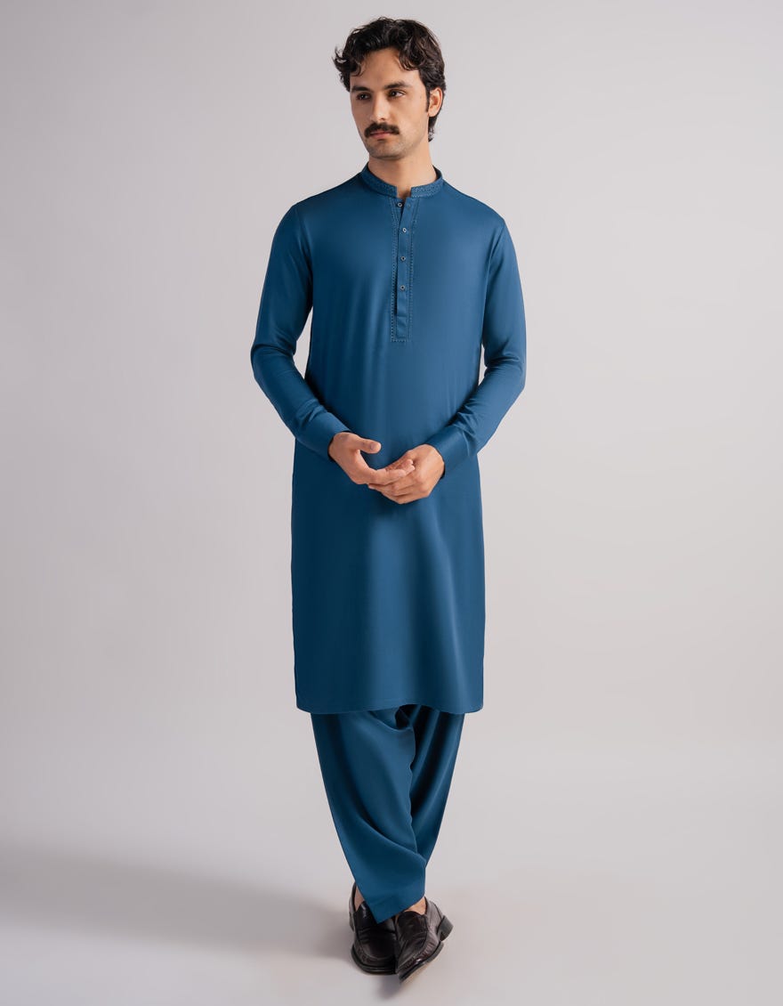 TEAL SEMI-FORMAL KAMEEZ SHALWAR