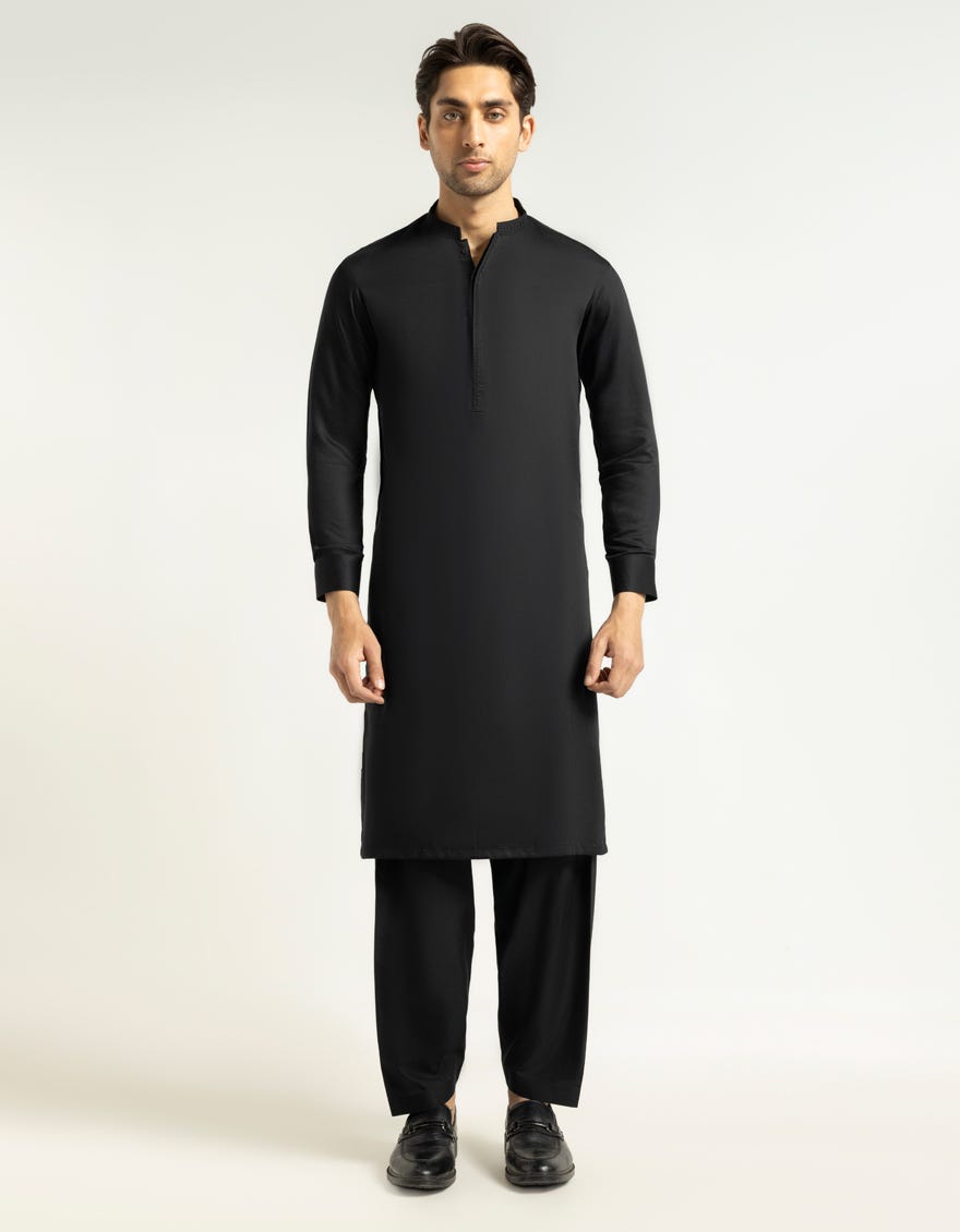 BLACK SEMI-FORMAL KAMEEZ SHALWAR