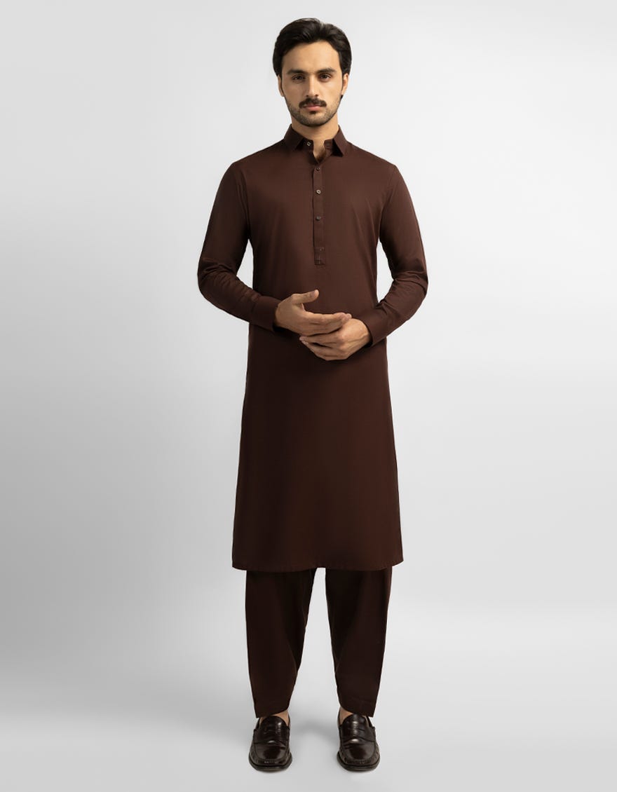 DEEP BROWN CASUAL KAMEEZ SHALWAR