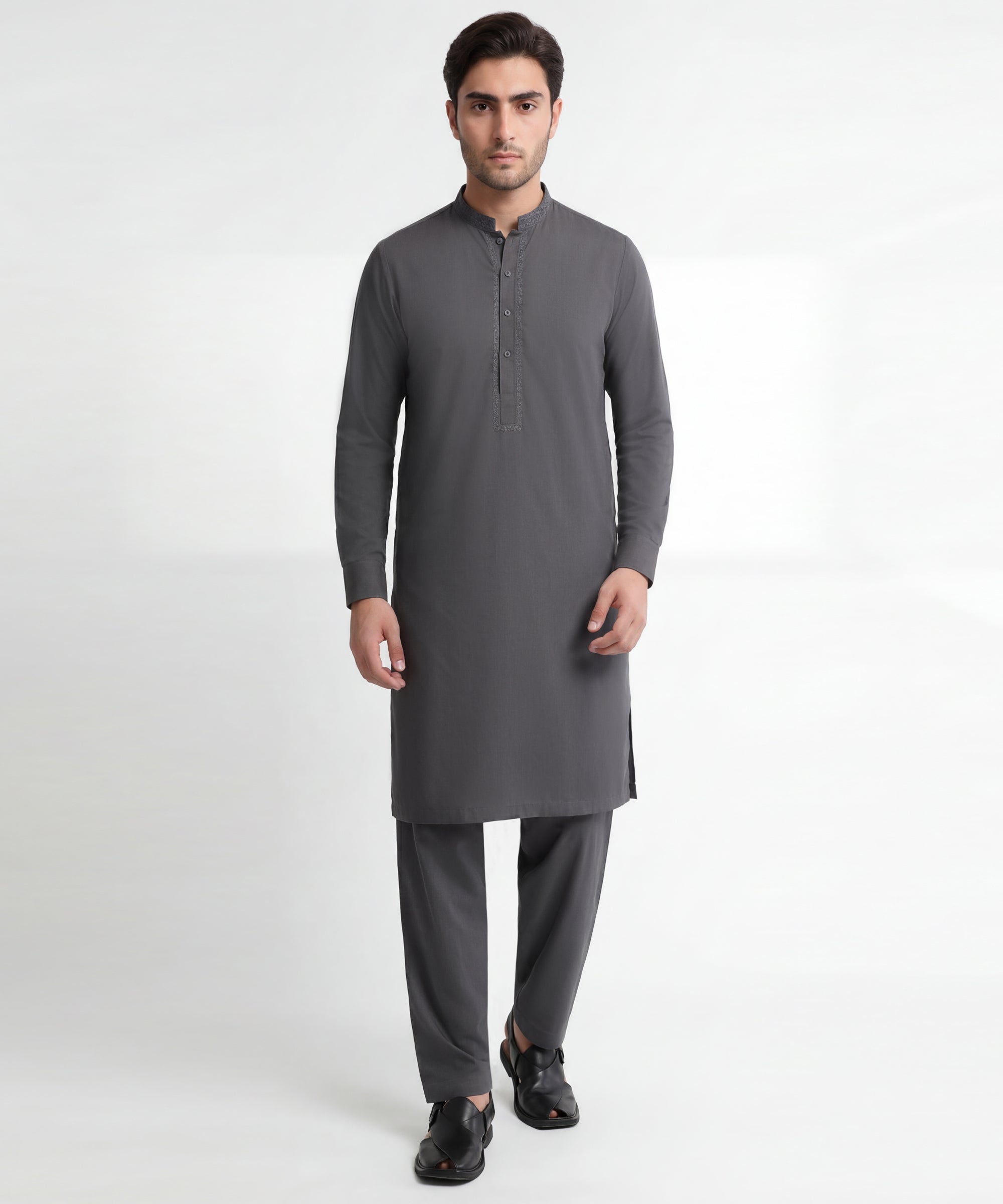 GREY SEMI-FORMAL KURTA TROUSERS