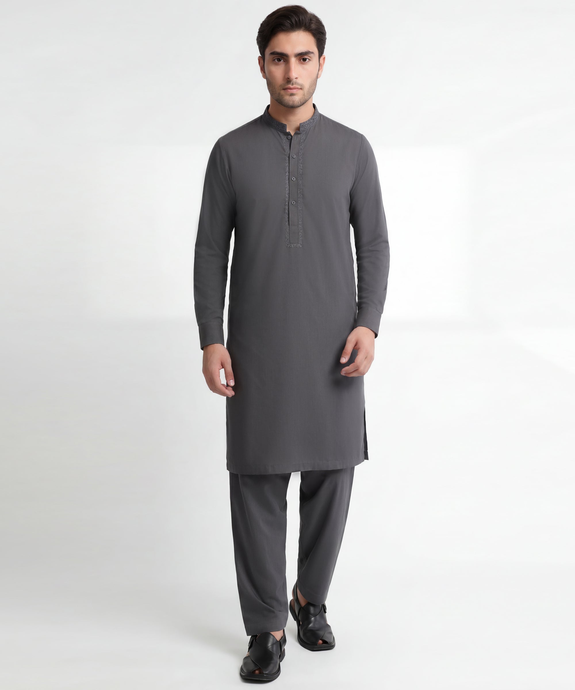 GREY SEMI-FORMAL KAMEEZ SHALWAR