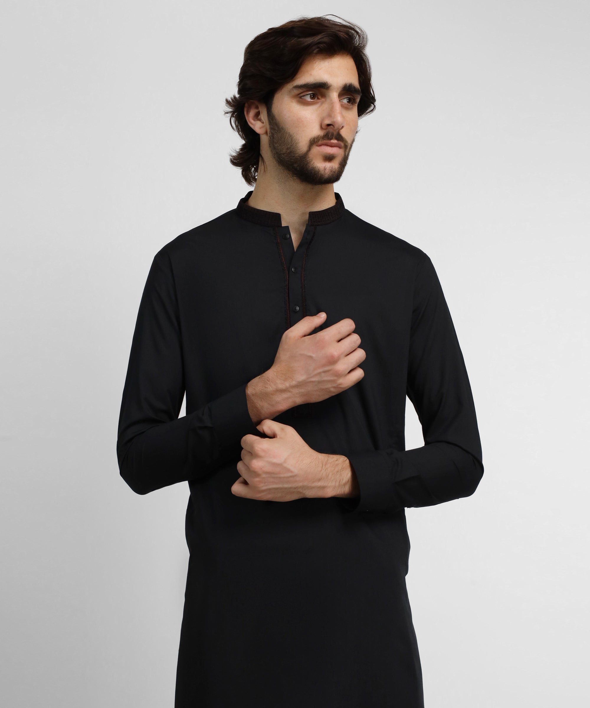 BLACK SEMI-FORMAL KAMEEZ SHALWAR