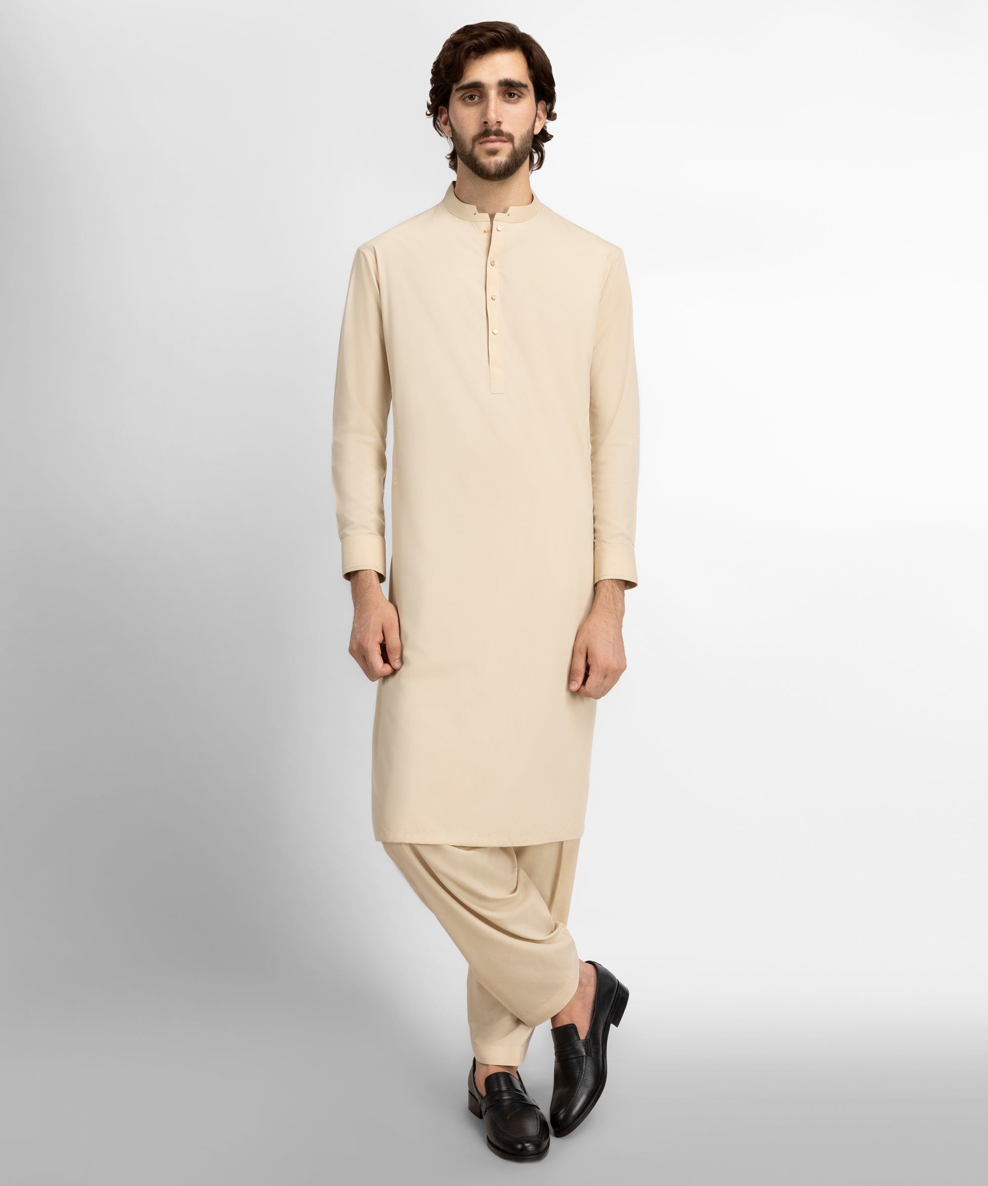 Beige Casual Kameez Shalwar