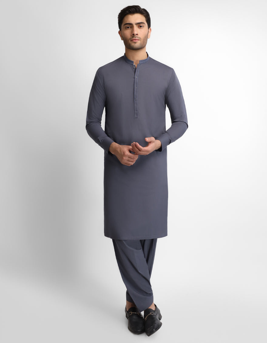 GREY SEMI-FORMAL KAMEEZ SHALWAR
