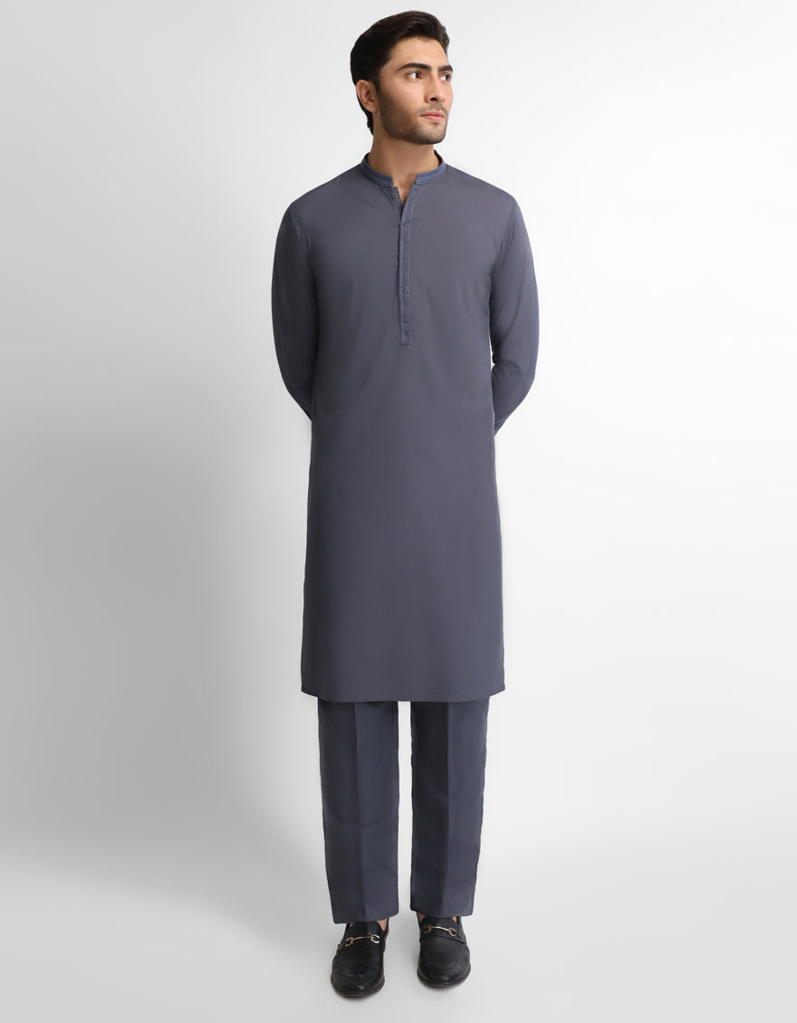 GREY SEMI-FORMAL KURTA TROUSERS