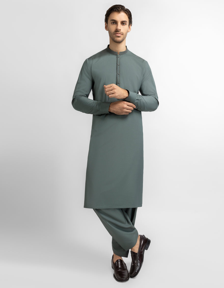 SAGE GREEN SEMI-FORMAL KAMEEZ SHALWAR