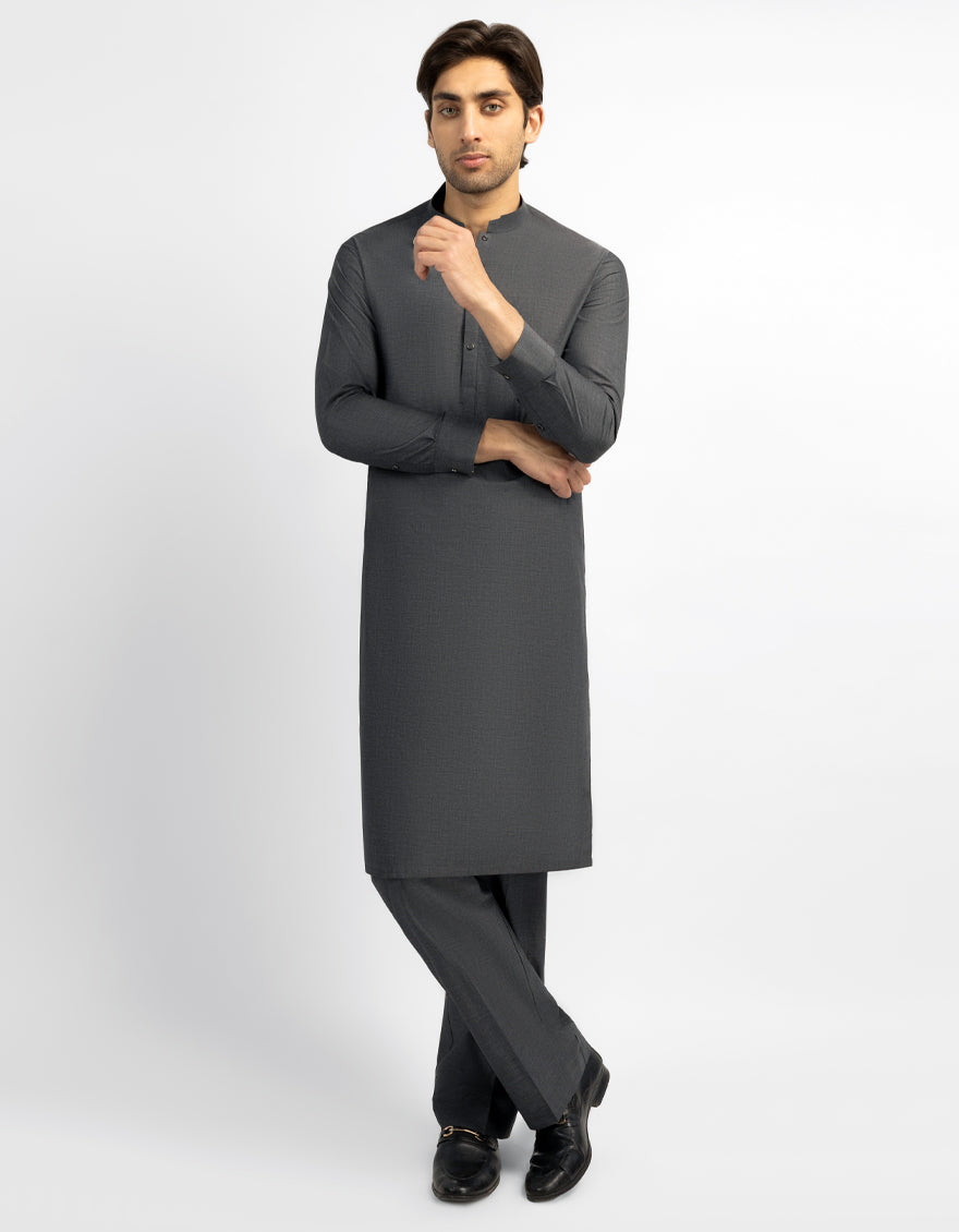 DARK GREY COTTON CASUAL KURTA TROUSERS