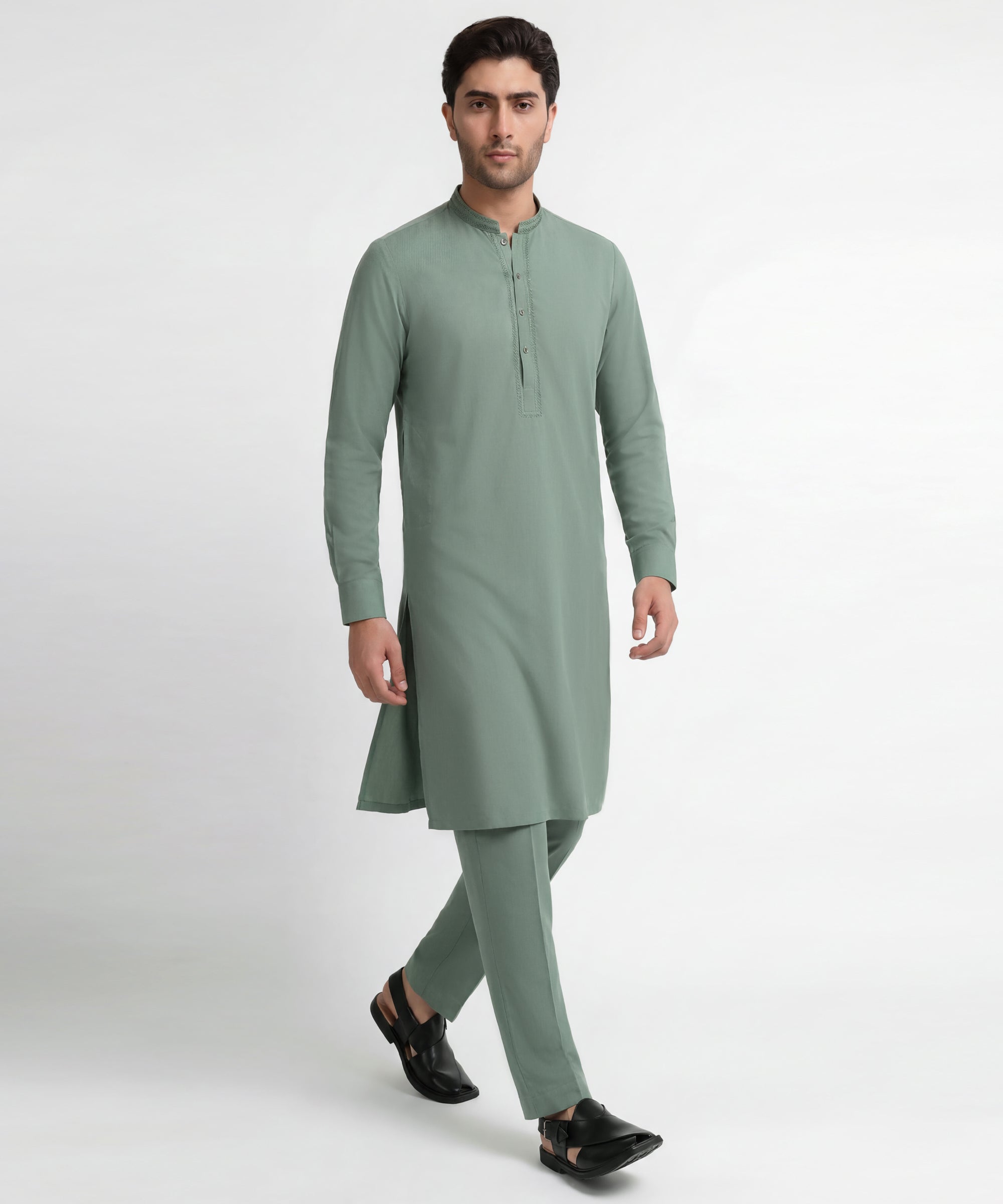 GREEN SEMI-FORMAL KURTA TROUSERS