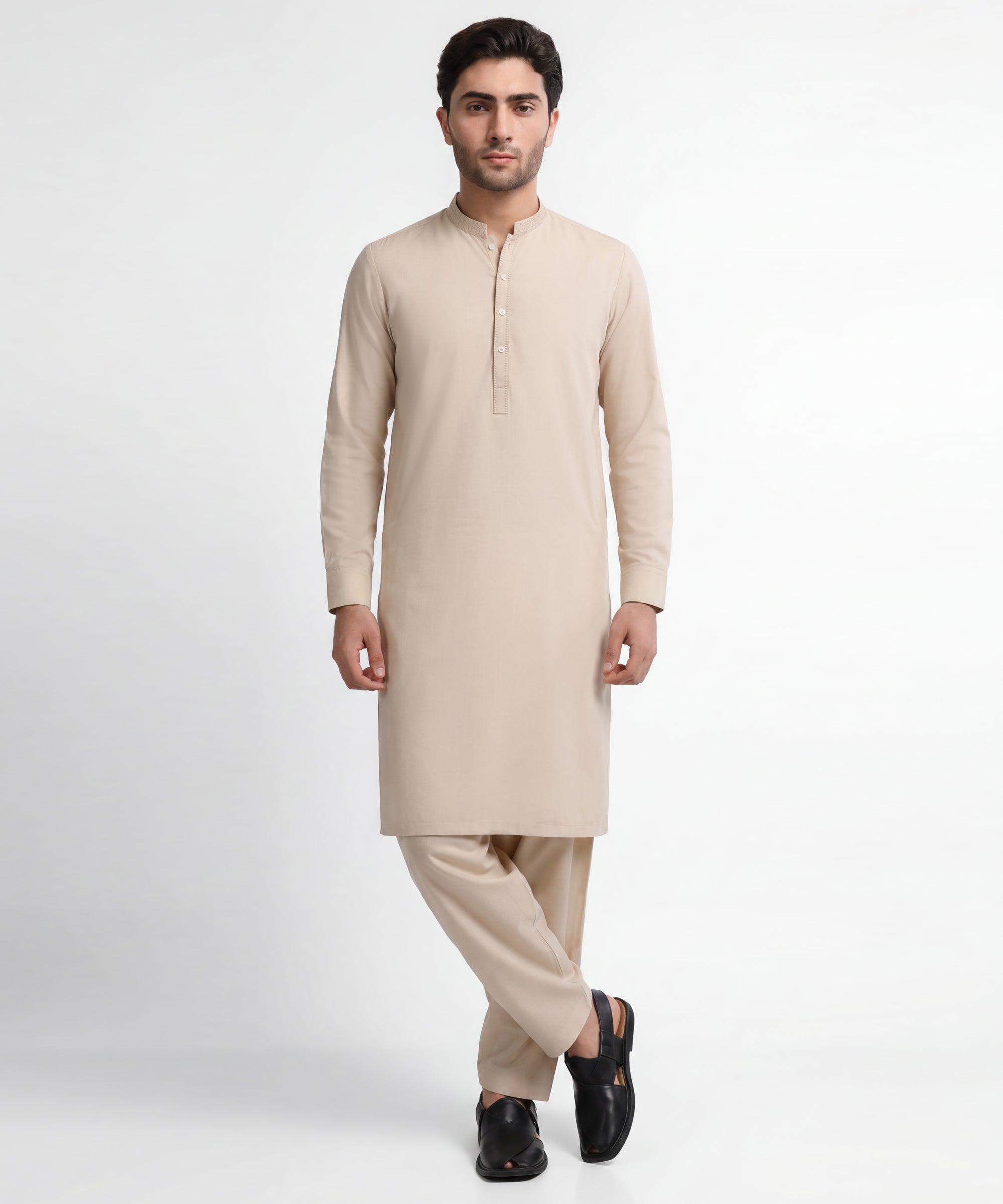 CREAM SEMI-FORMAL KURTA TROUSERS