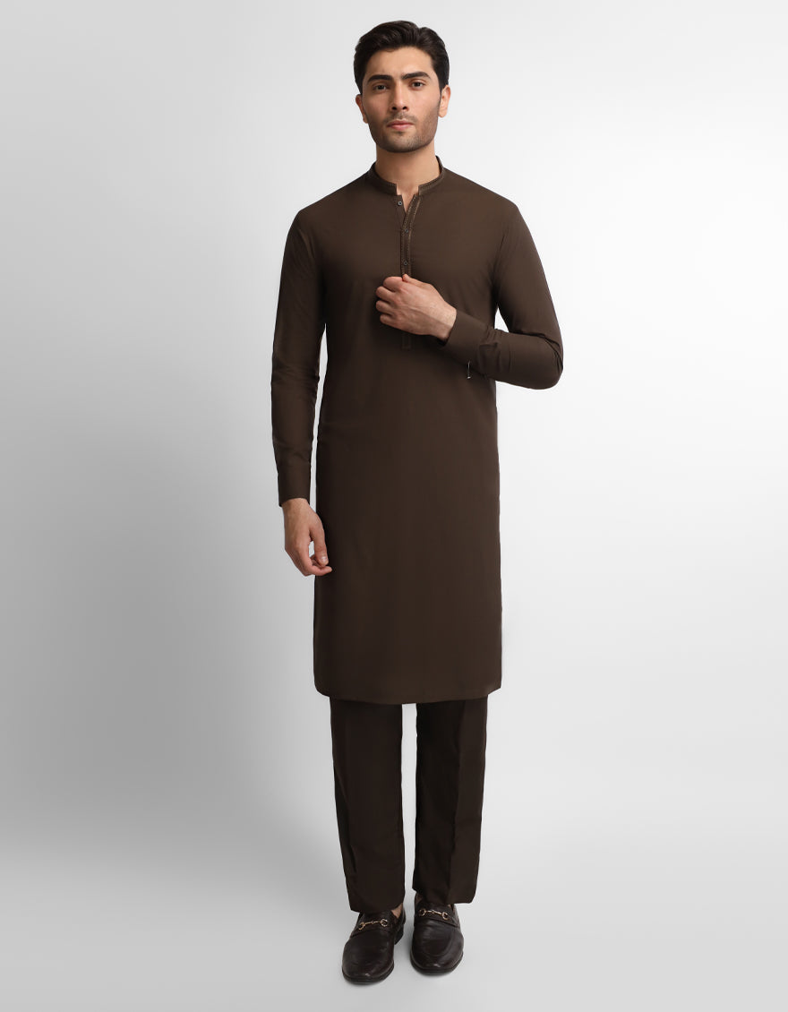 DARK BROWN SEMI-FORMAL KURTA TROUSERS