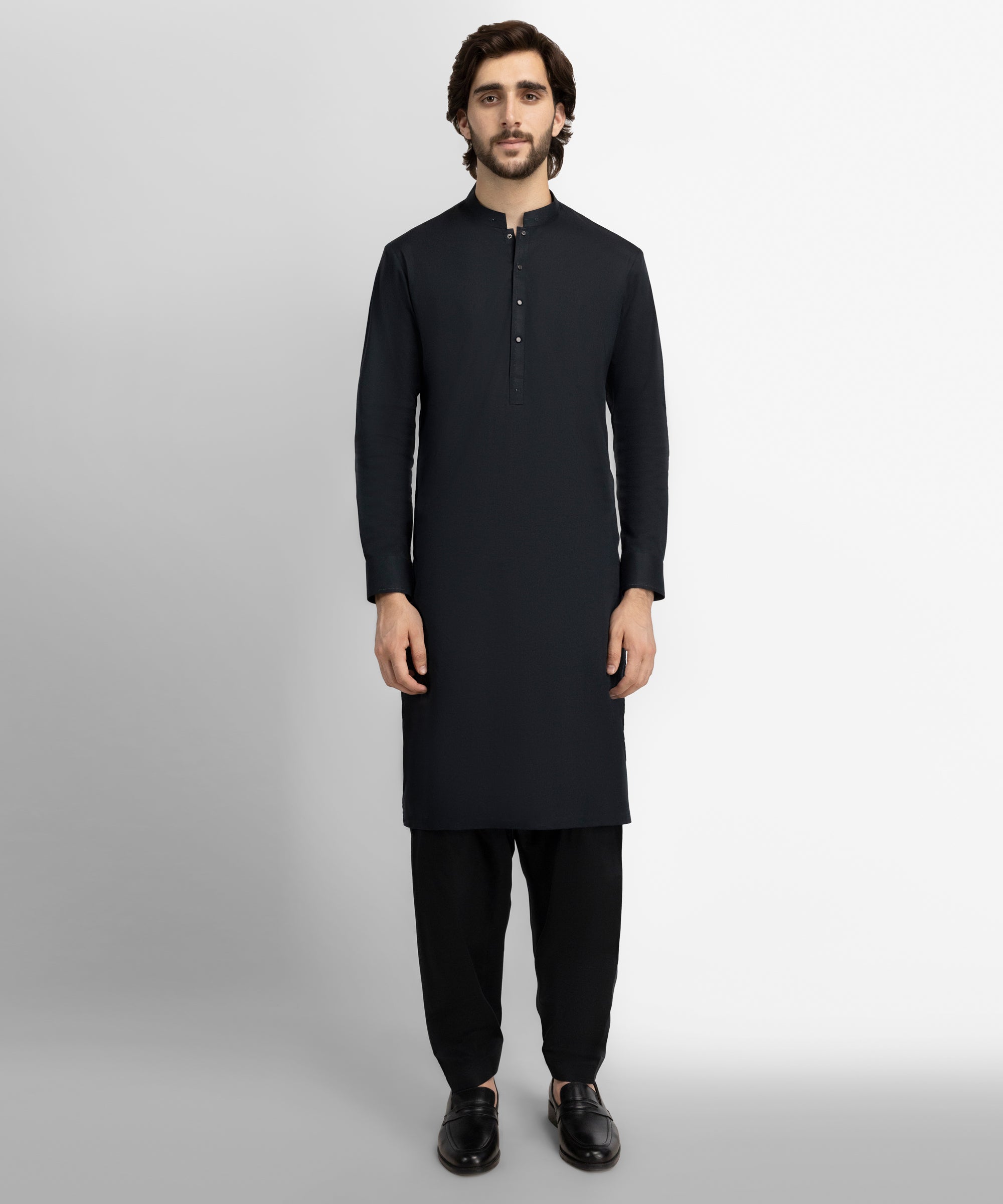 Black Cotton Casual Kameez Shalwar