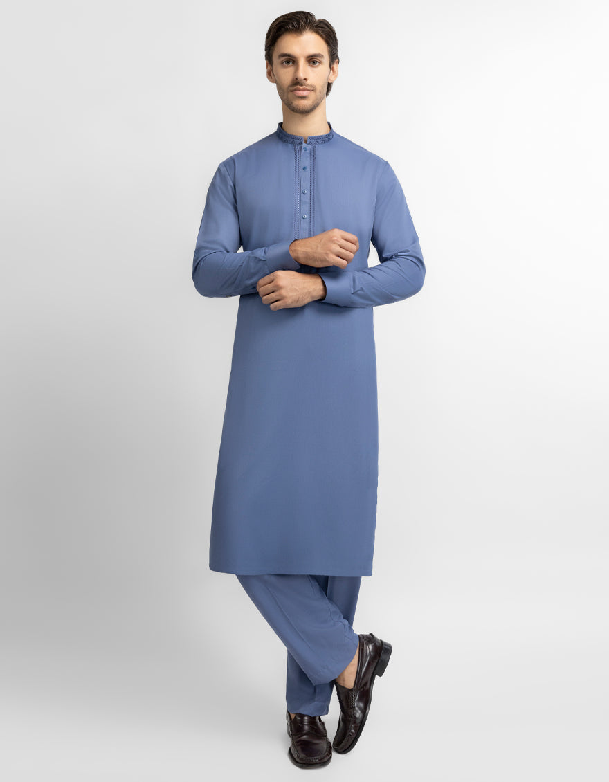DULL BLUE SEMI-FORMAL KURTA TROUSERS