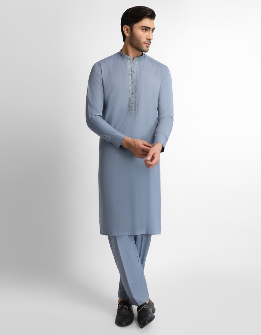 LIGHT GREY SEMI-FORMAL KURTA TROUSERS