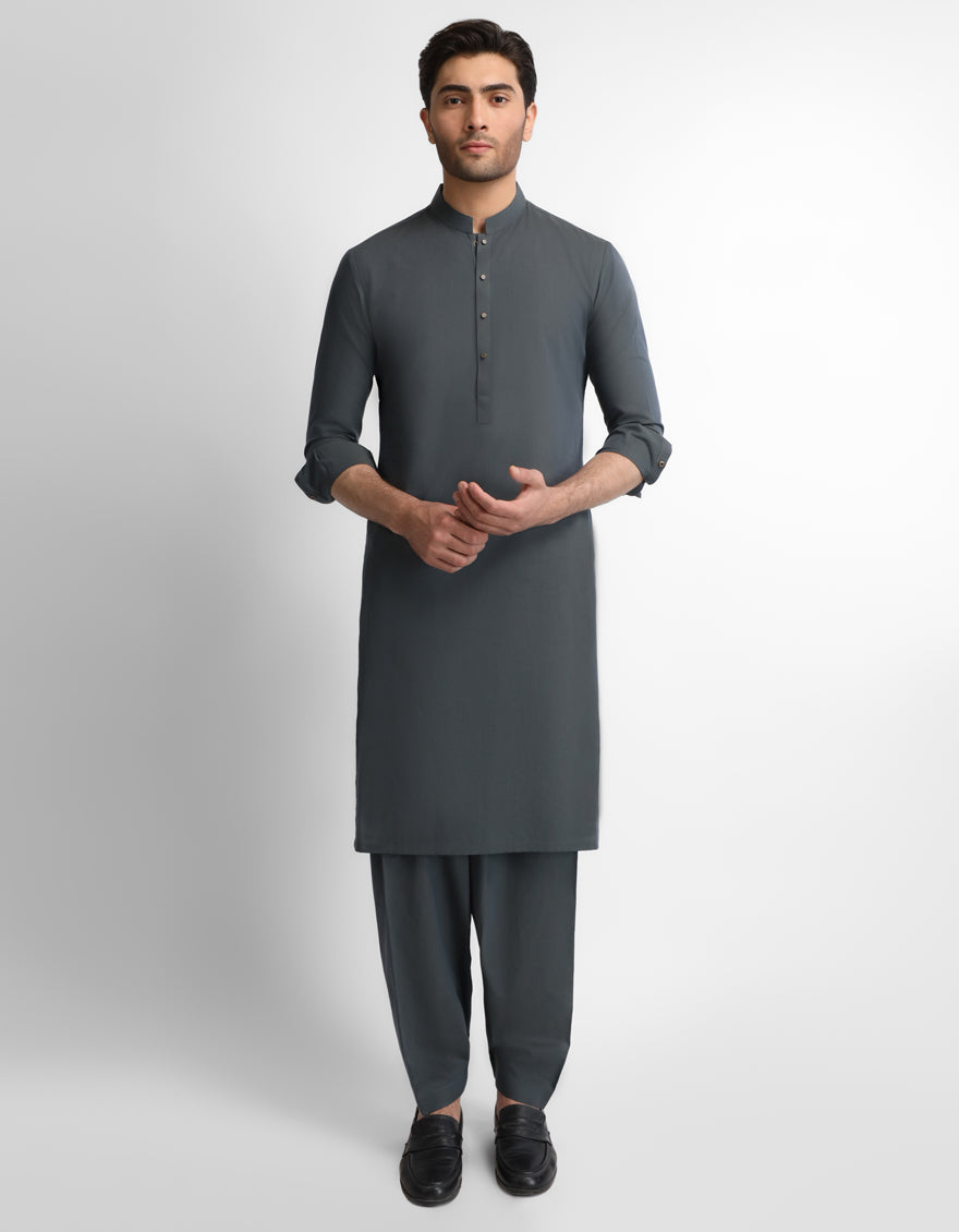 BLUISH GREY PLAIN KAMEEZ SHALWAR