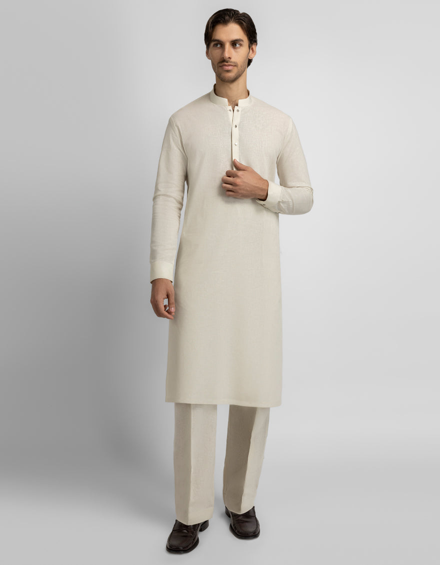 CREAM CASUAL KURTA TROUSERS
