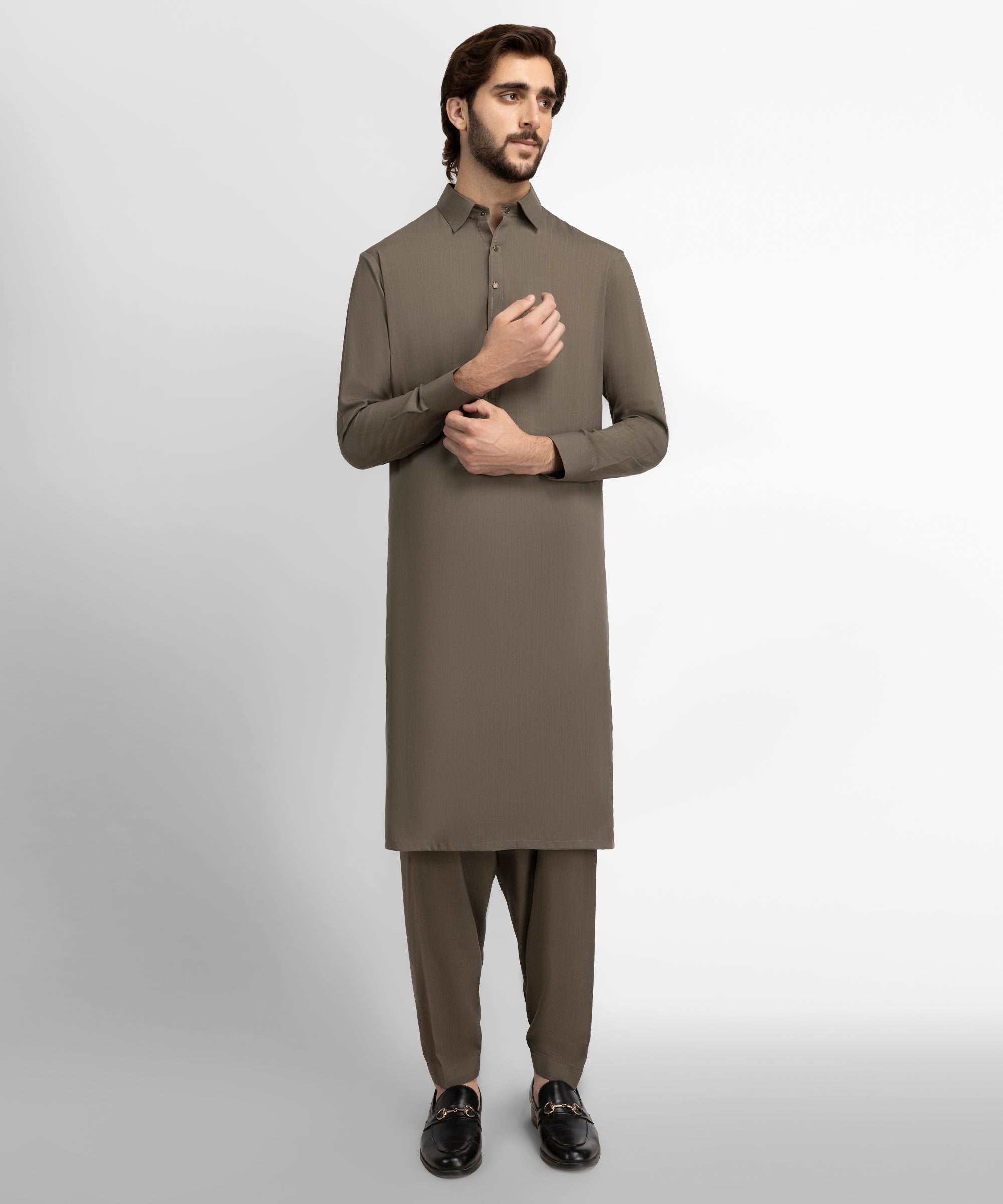 Olive Green Casual Kameez Shalwar
