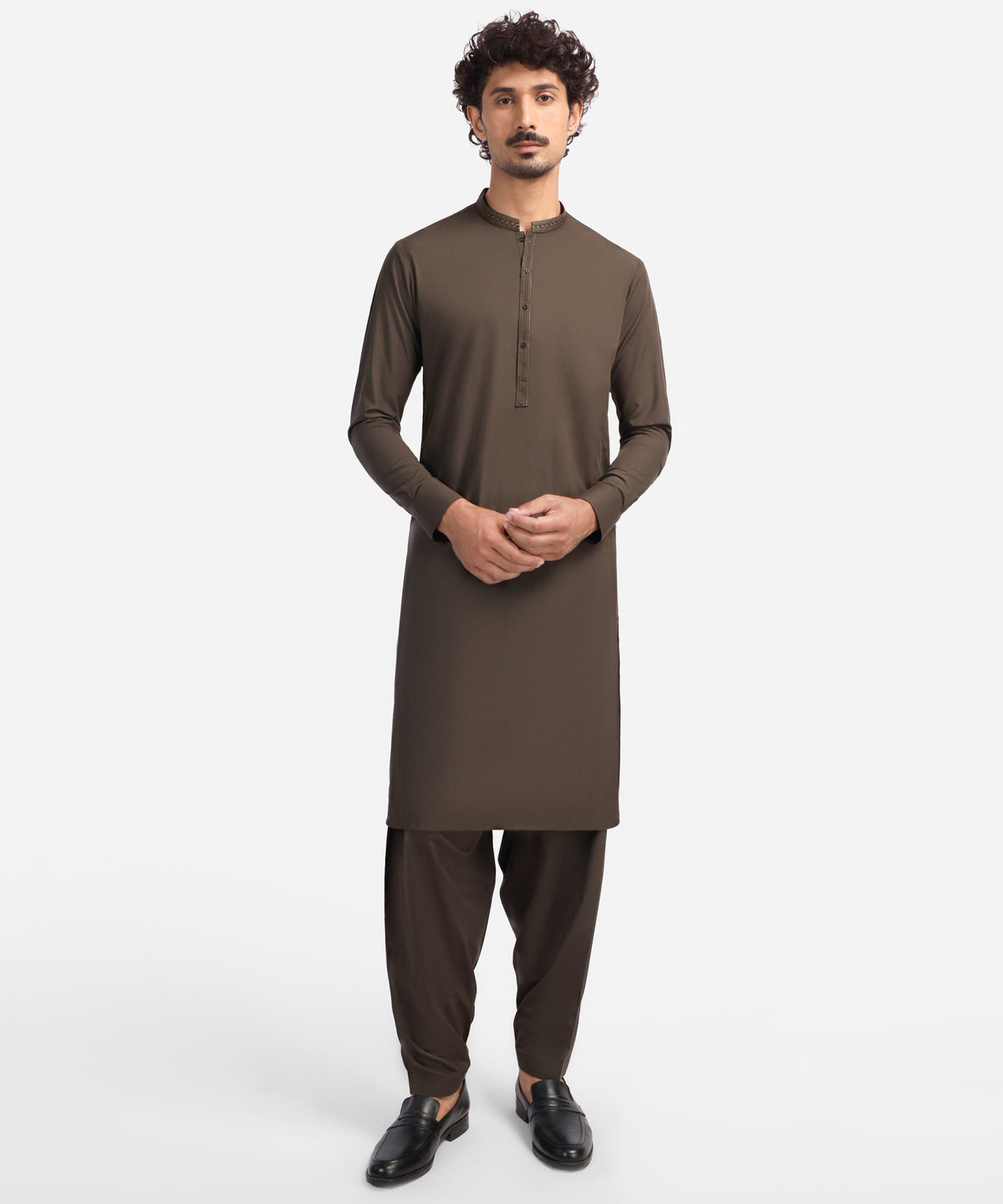 Chocolate Semi-Formal Kameez Shalwar