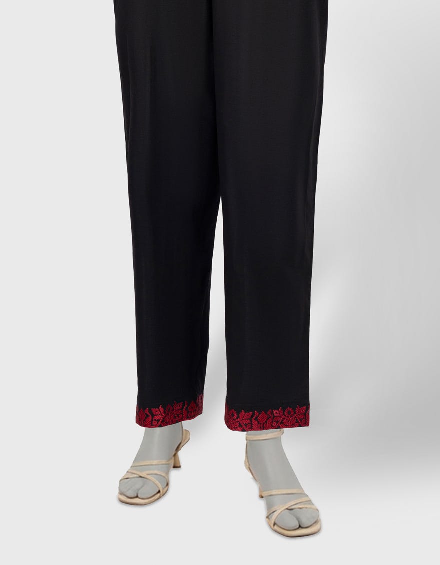 BLACK LAWN EMBROIDERED TROUSERS