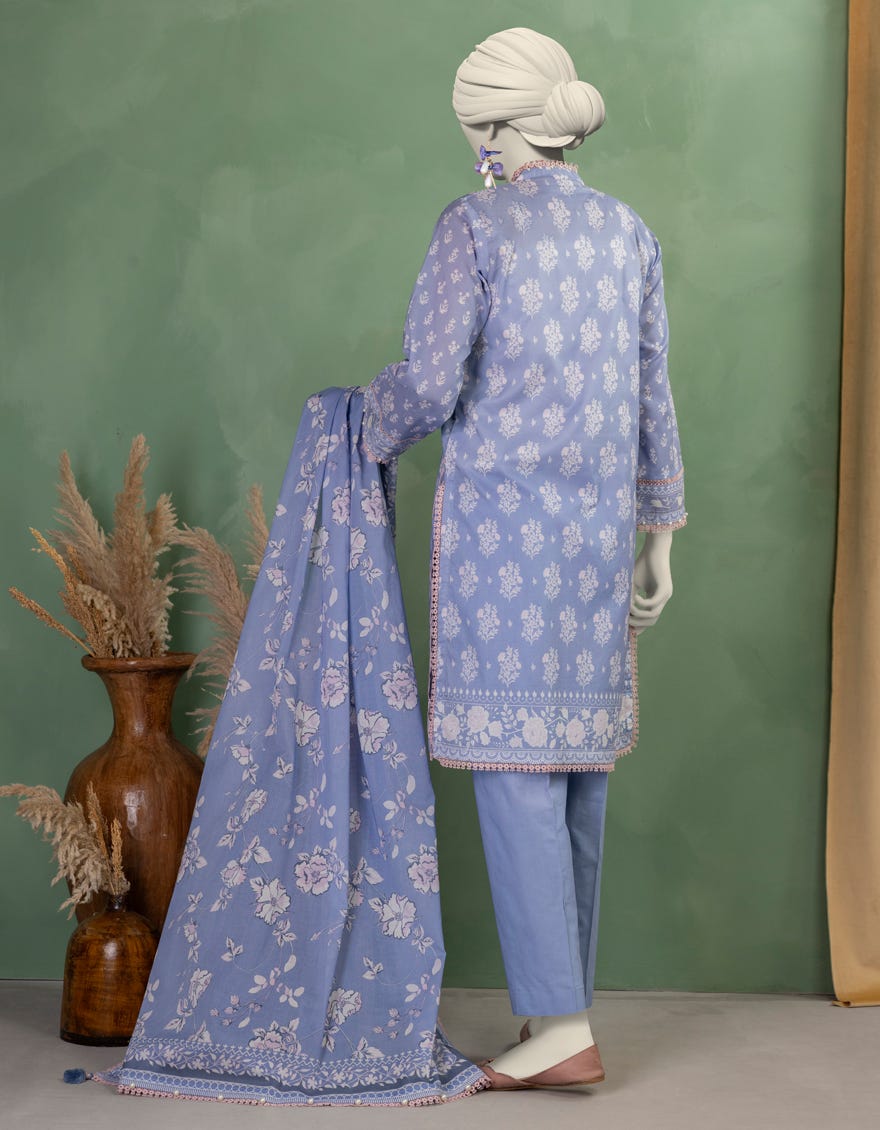 PURPLE LAWN PRINTED UNSTITCHED 3PC