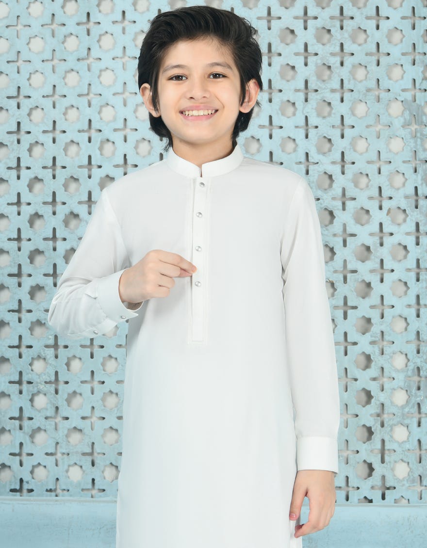 WHITE BLENDED KAMEEZ SHALWAR | JCKS-S-90443