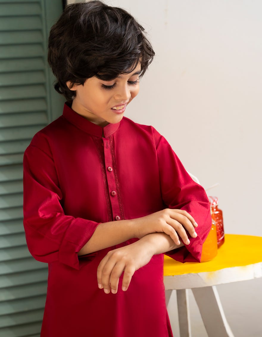 MAROON COTTON KAMEEZ SHALWAR | JCKS-A-90488